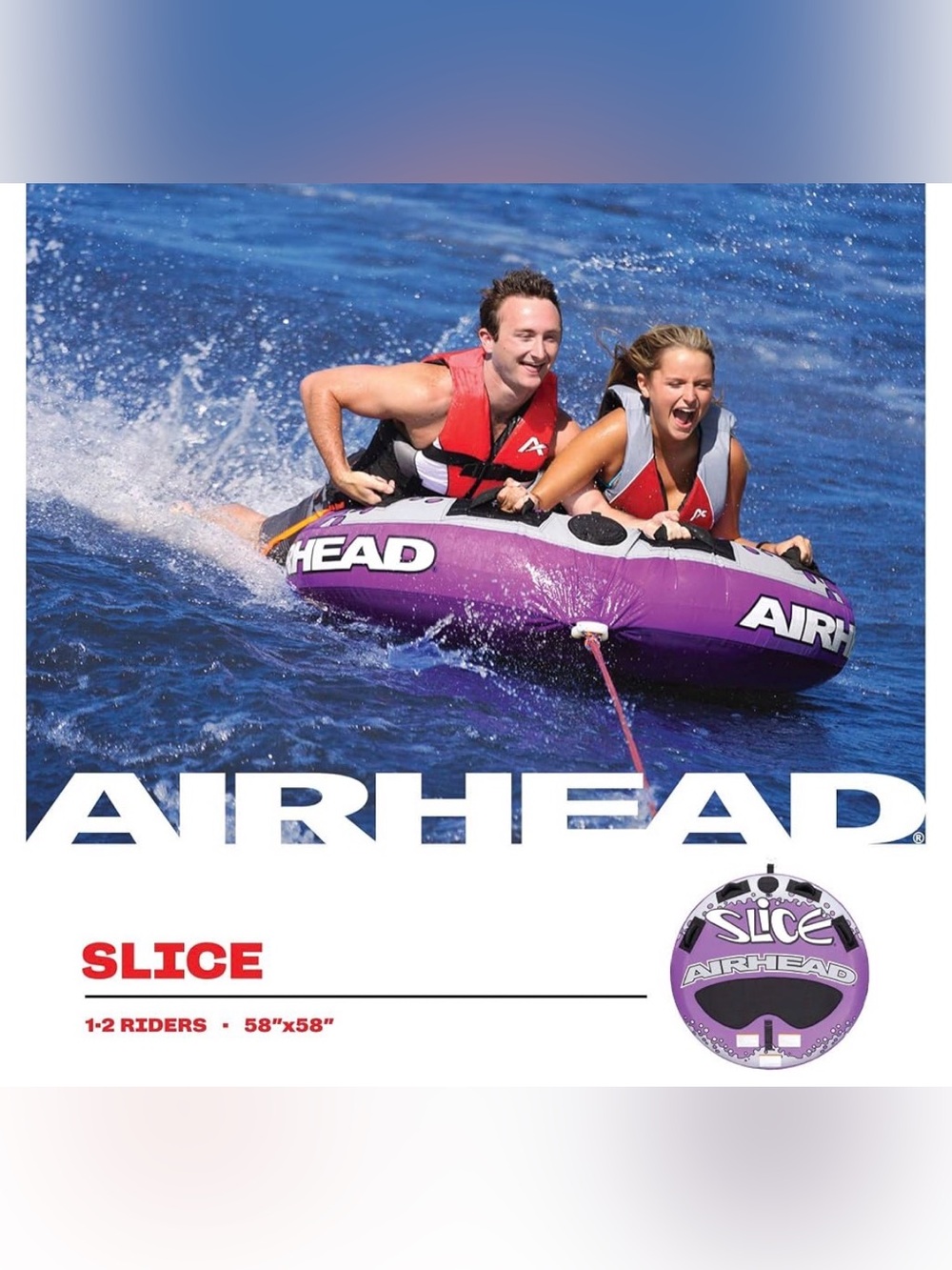 Slice Airhead tube two person with robe water boat pulling tube